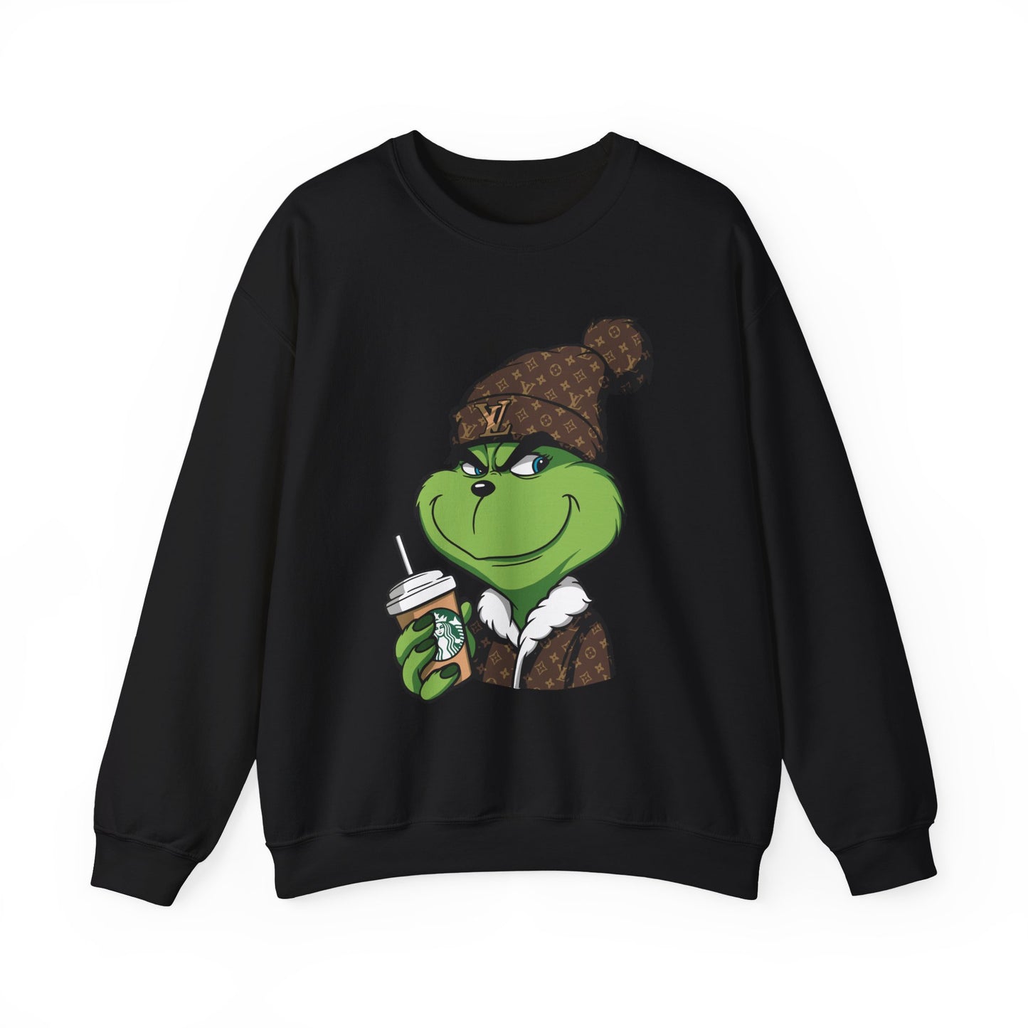 Grinch Winter Cozy Crewneck Sweatshirt — Holiday Coffee Graphic