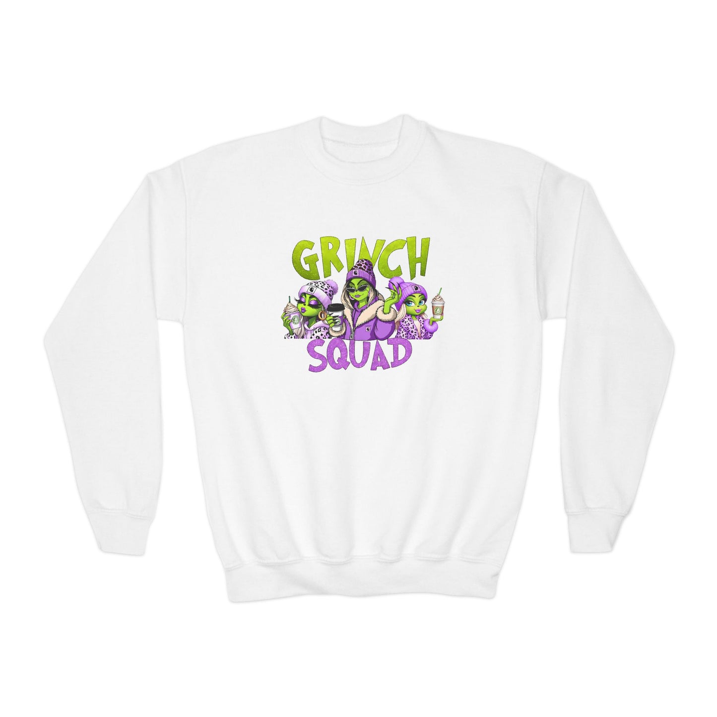 Grinch Squad Youth Crewneck Sweatshirt — Kids Funny Holiday Pullover