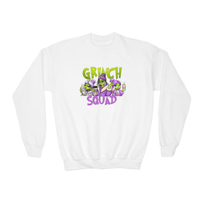 Grinch Squad Youth Crewneck Sweatshirt — Kids Funny Holiday Pullover