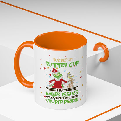 Funny Grinch Christmas Coffee Mug – "I Have Anger Issues" Holiday Accent Mug