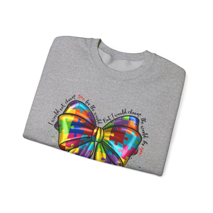 Rainbow Puzzle Bow Sweatshirt — Autism Awareness Crewneck