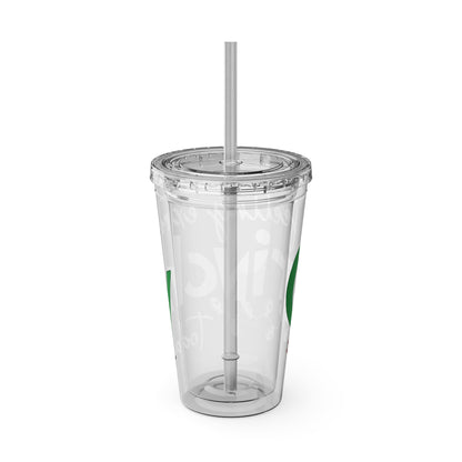 Grinch Quote Tumbler - 16oz Clear Straw Cup (Feeling Extra Grinchy)