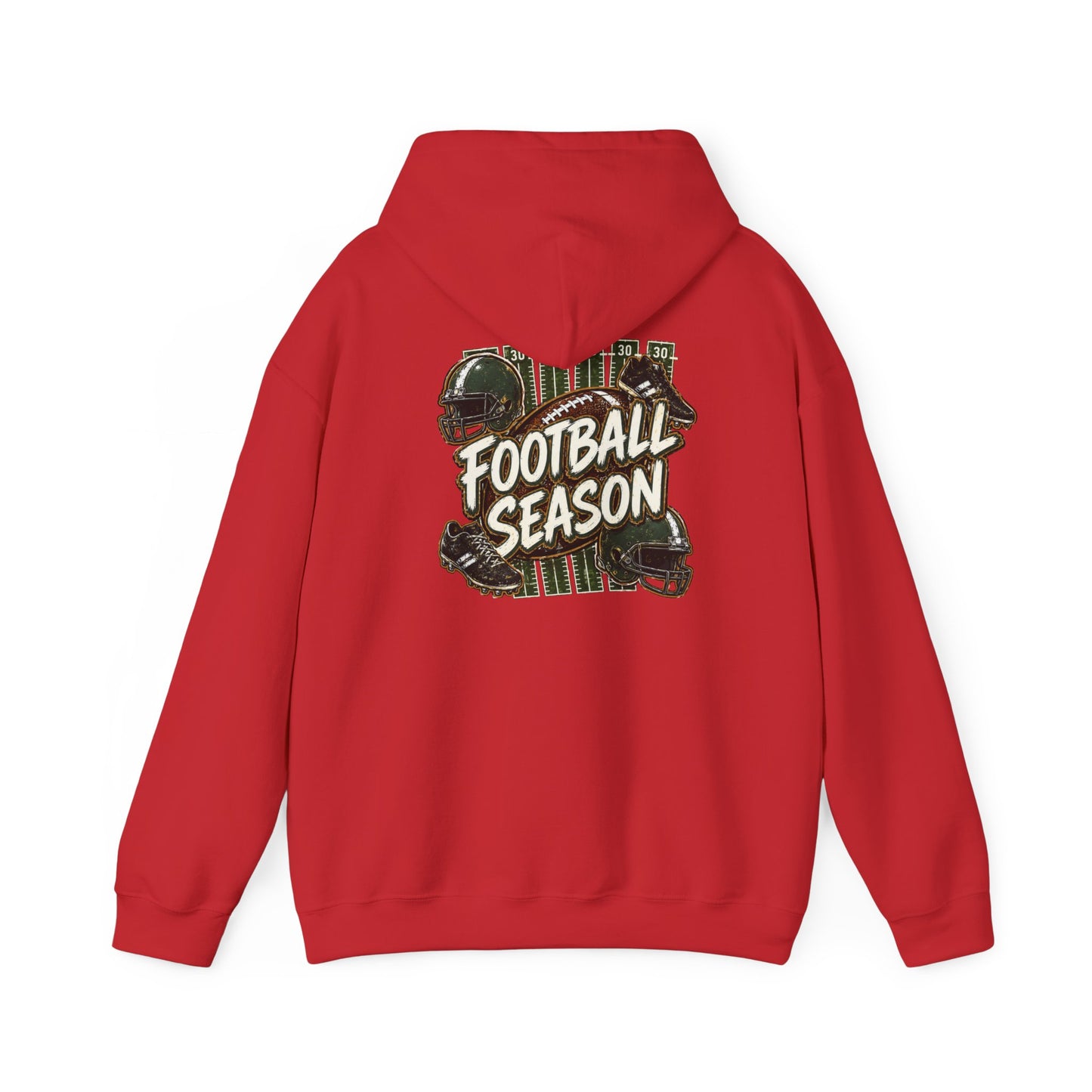 Football Season Hoodie — Vintage Helmets & Plaid Back Graphic
