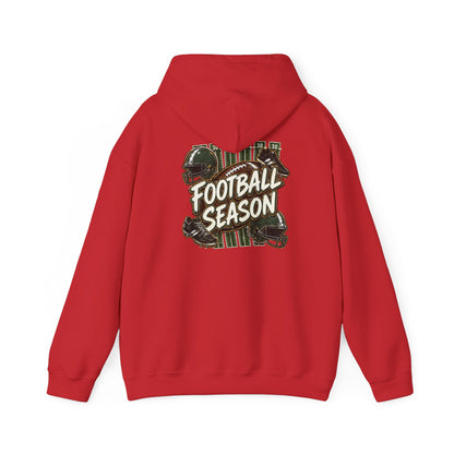 Football Season Hoodie — Vintage Helmets & Plaid Back Graphic