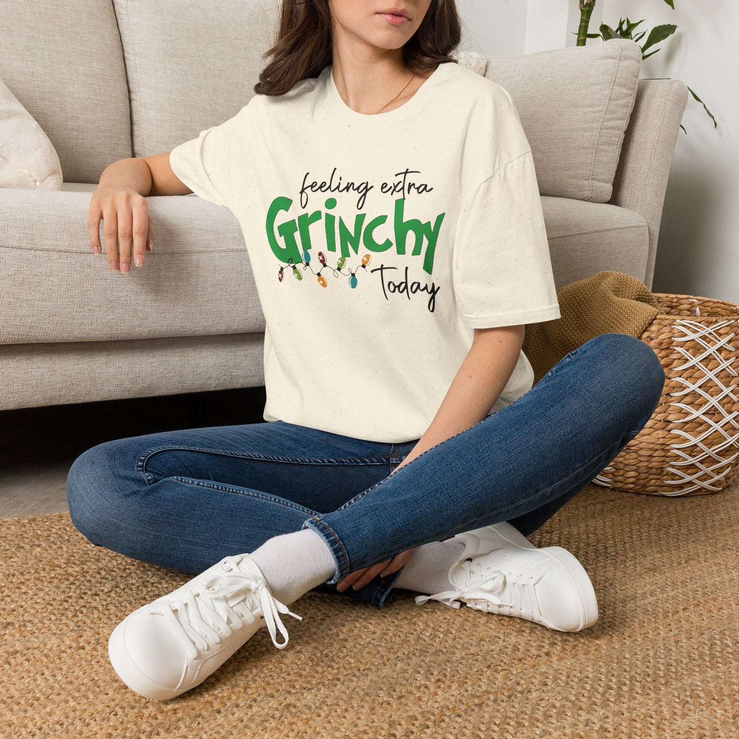 Feeling Extra Grinchy Today T-Shirt — Funny Holiday Christmas Tee with Lights