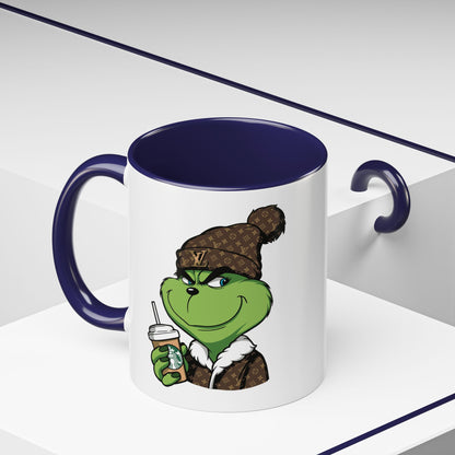 Grinch Luxury Winter Coffee Mug – Designer Beanie & Holiday Drink Cartoon (11/15oz)