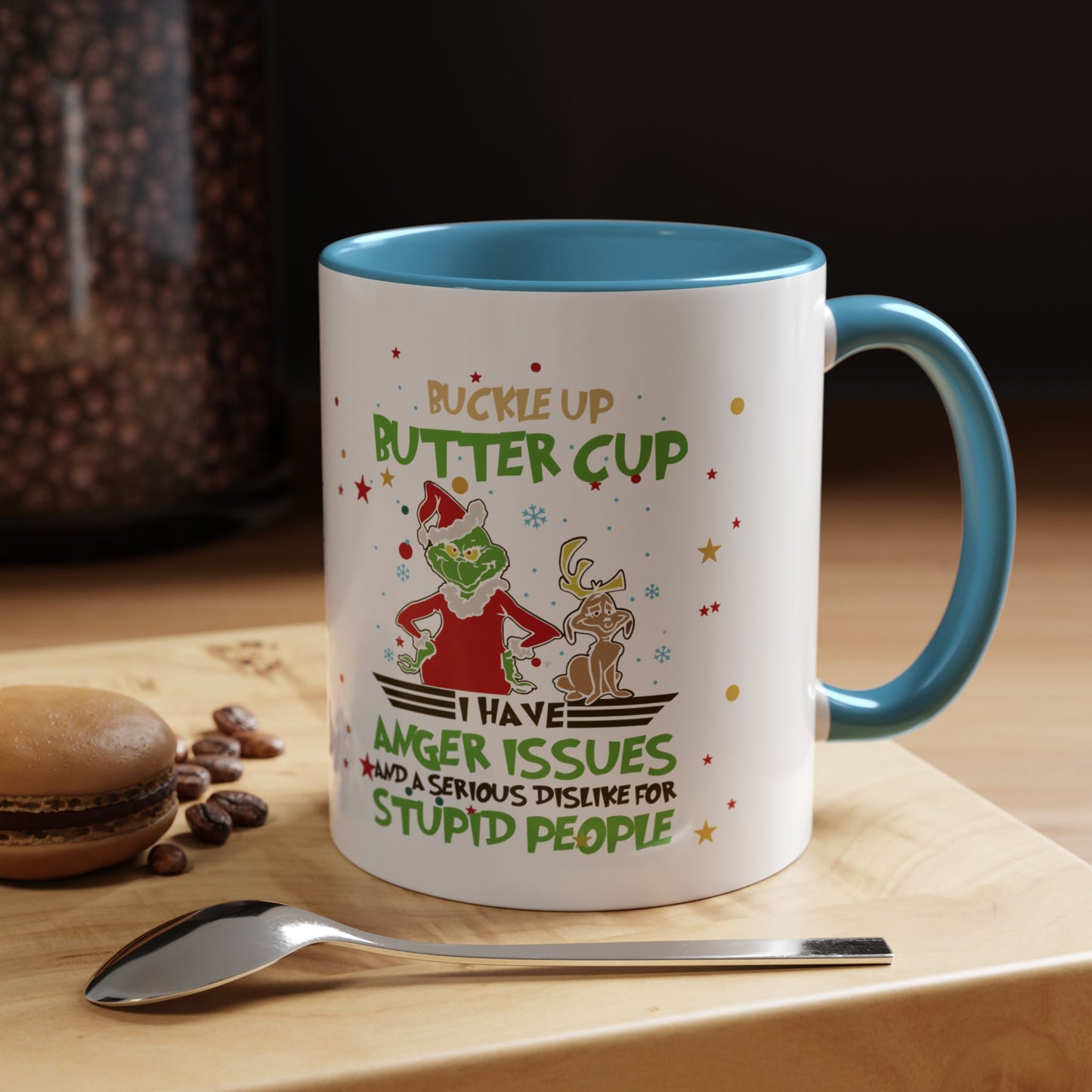 Funny Grinch Christmas Coffee Mug – "I Have Anger Issues" Holiday Accent Mug