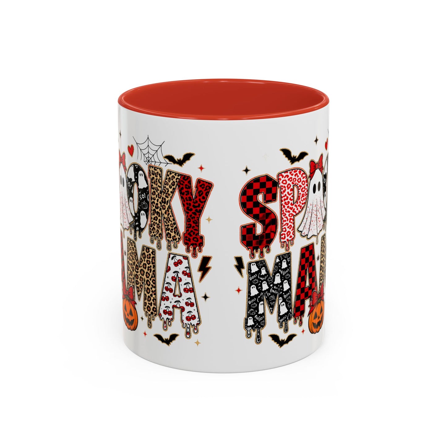 Spooky Mama Accent Coffee Mug — Halloween Ghost Pumpkin 11/15oz