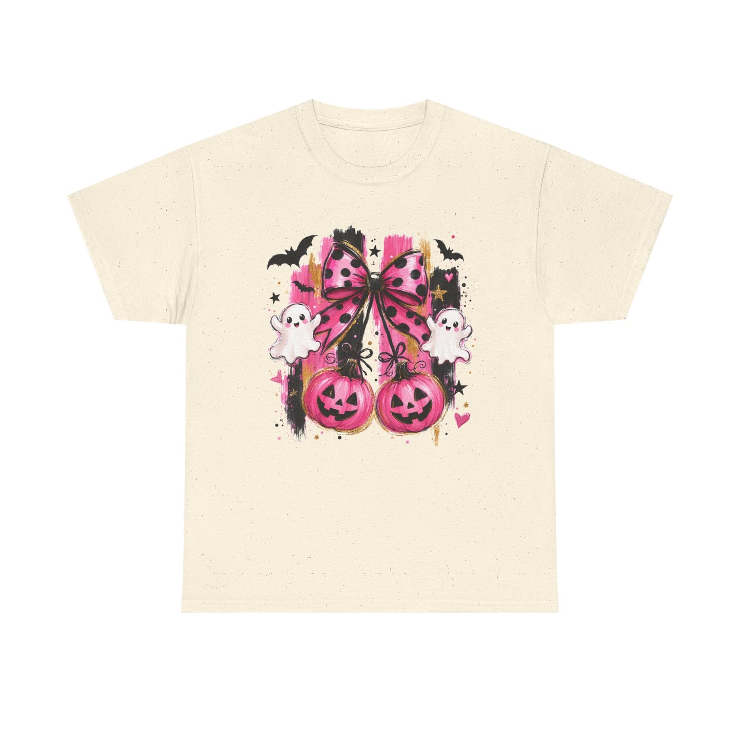 Halloween Pink Pumpkin Tee — Cute Ghosts & Polka Dot Bow Halloween T-Shirt