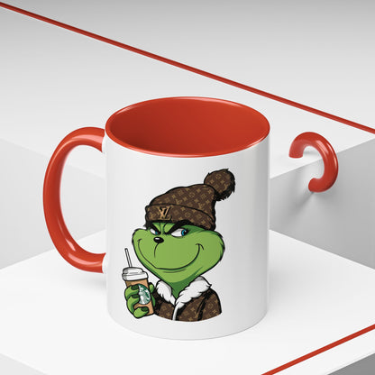 Grinch Luxury Winter Coffee Mug – Designer Beanie & Holiday Drink Cartoon (11/15oz)