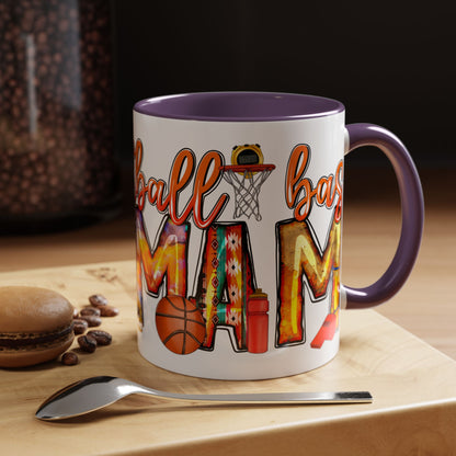 Basketball Mom Accent Coffee Mug – Colorful Sports Mom Gift (11/15oz)