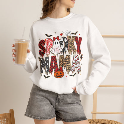 Spooky Mama Sweatshirt — Cute Halloween Ghosts & Pumpkin Graphic