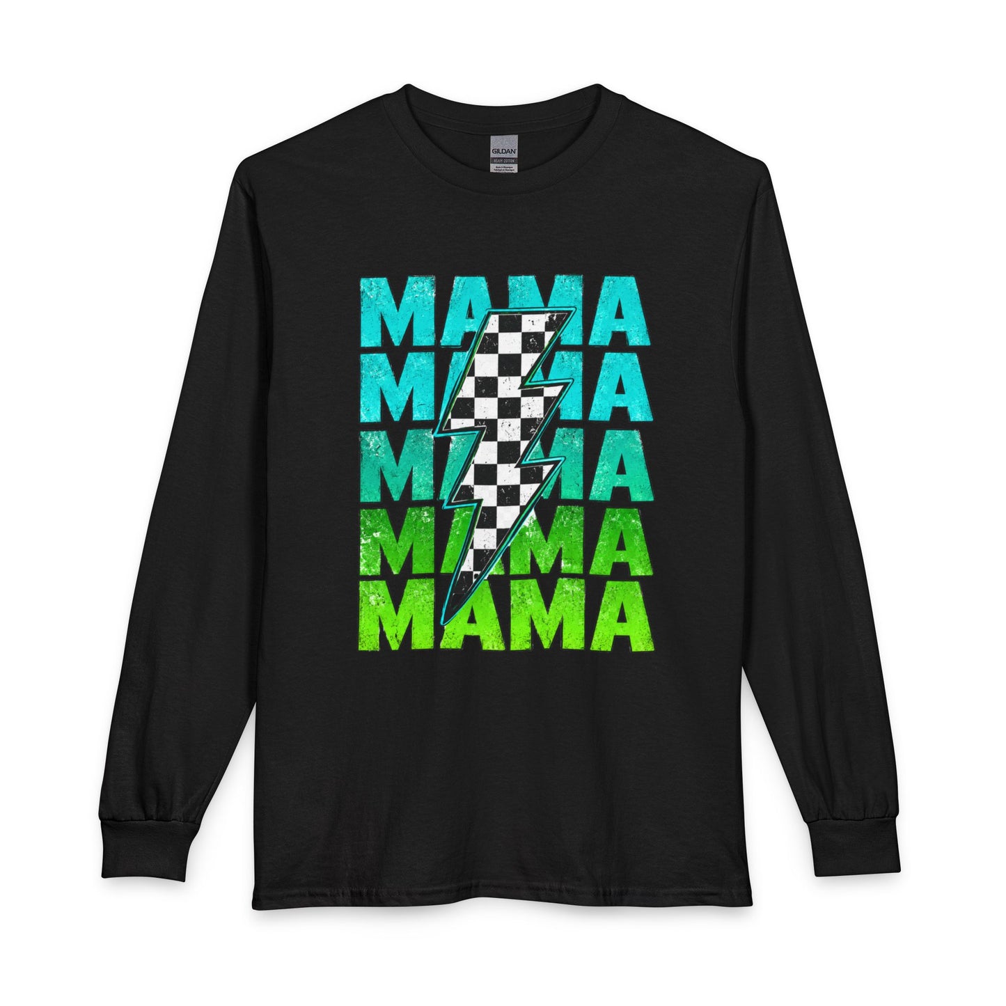 Mama Checkered Lightning Bolt Graphic T-Shirt | Game Day Sports Mom Tee