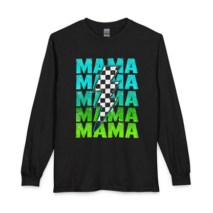Mama Checkered Lightning Bolt Graphic T-Shirt | Game Day Sports Mom Tee