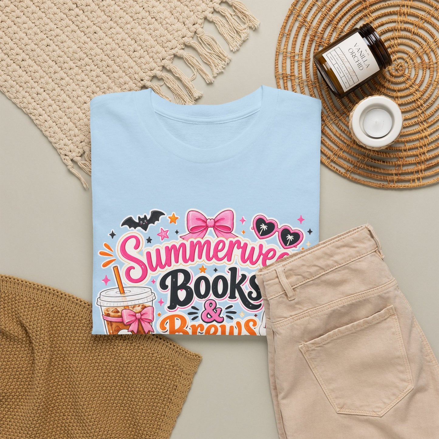 Books & Brews Tee — "Summerween" Cute Halloween Reading Shirt