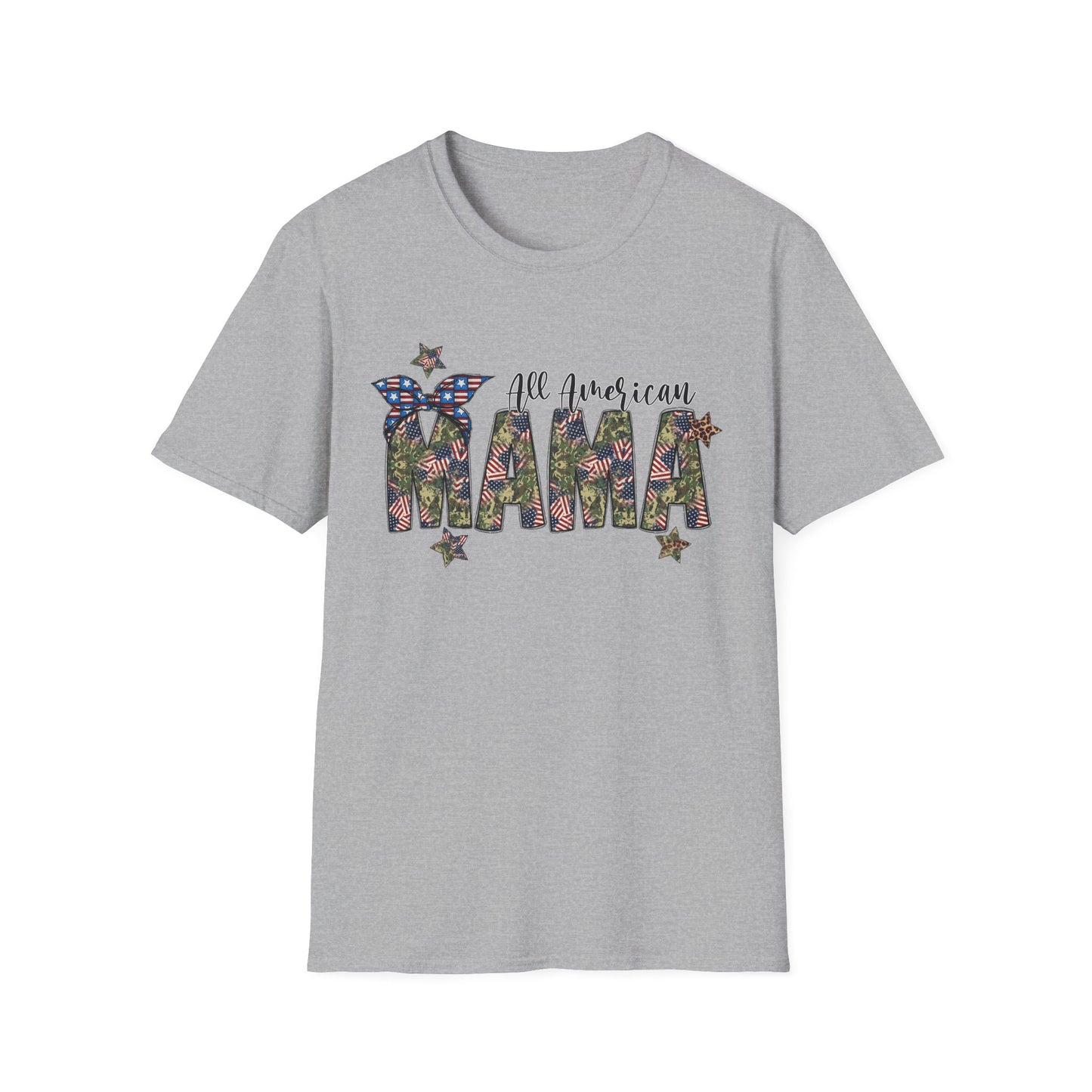 All American Mama T-Shirt — Patriotic Floral USA Mom Tee