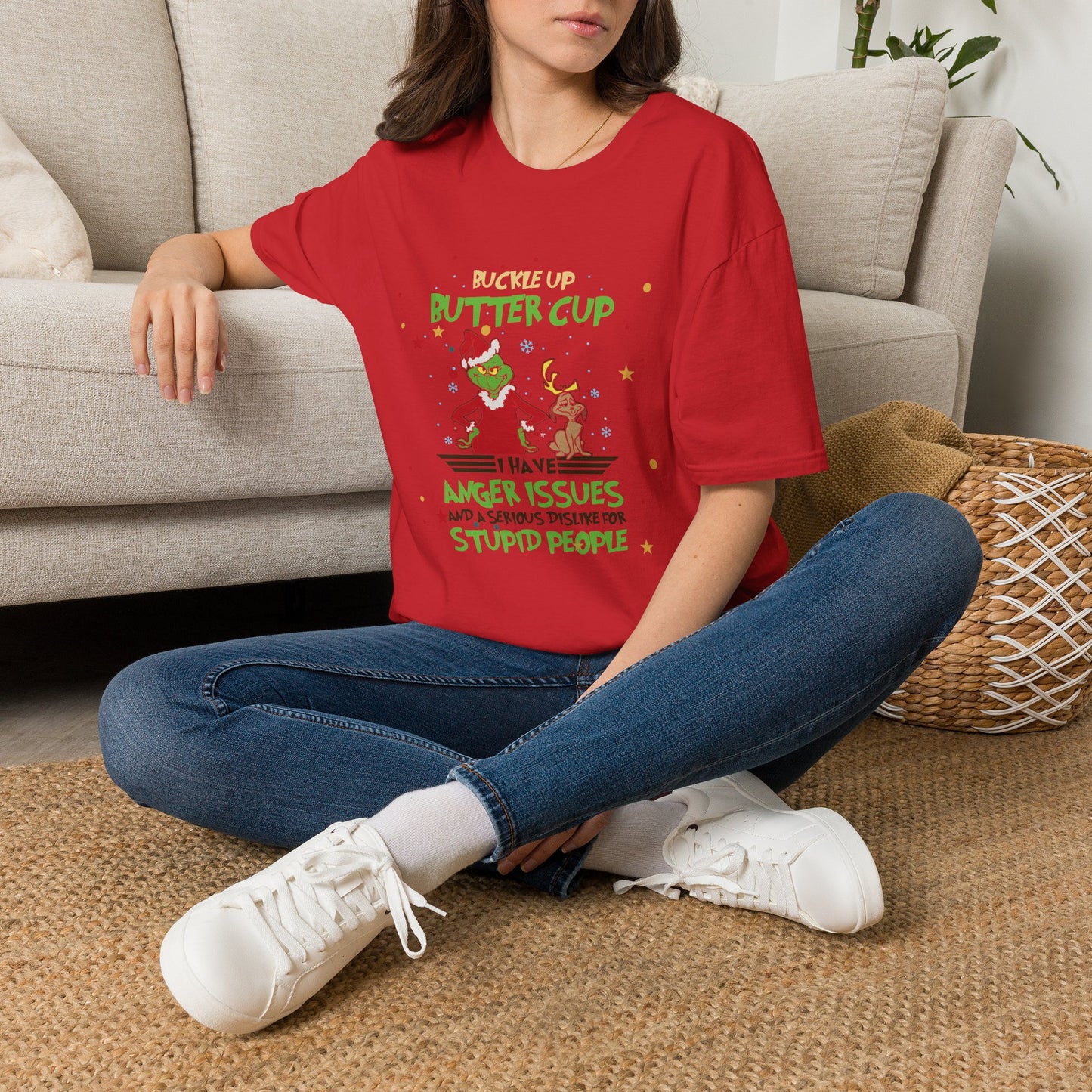 Buckle Up Buttercup T-Shirt — Funny Grinch Holiday Tee (I Have Anger Issues)