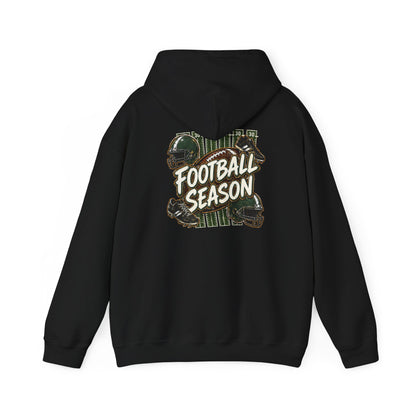 Football Season Hoodie — Vintage Helmets & Plaid Back Graphic