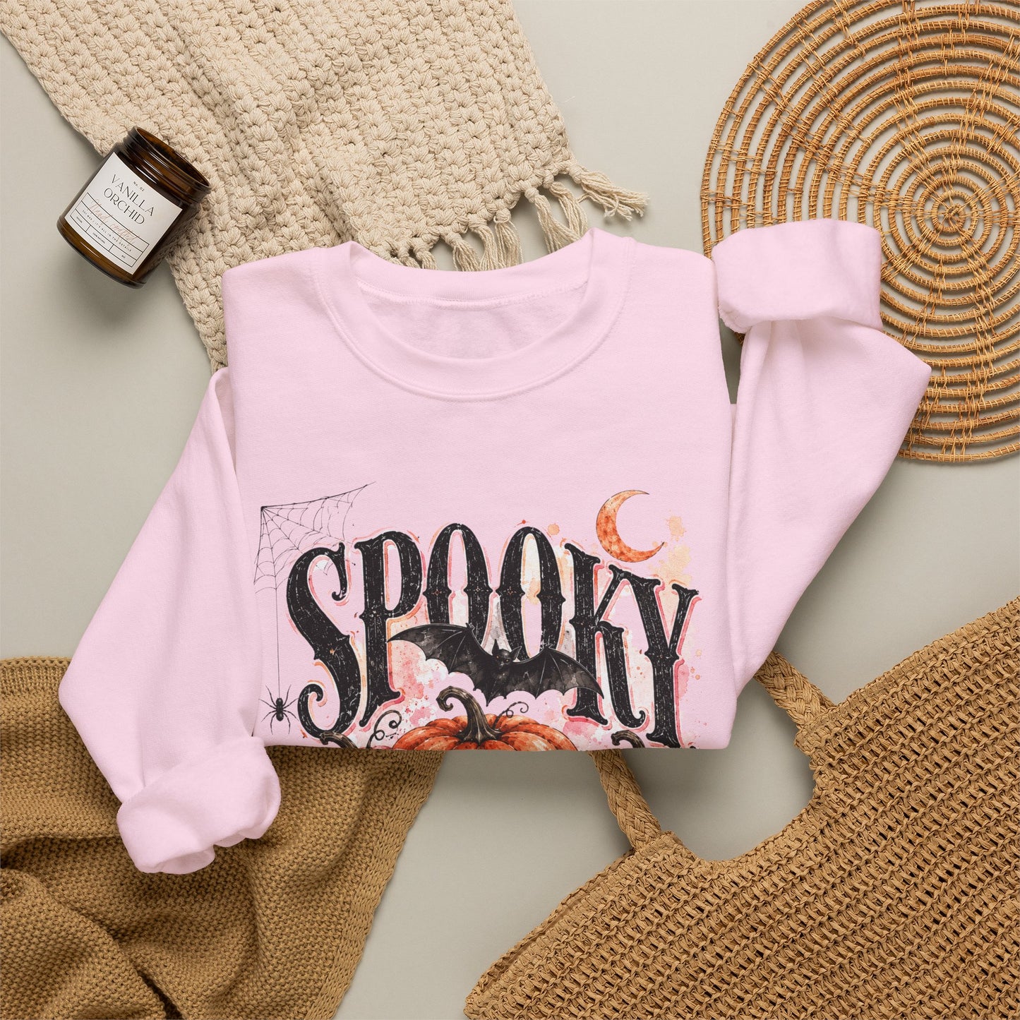"Spooky Season" Pumpkin Halloween Graphic Crewneck Sweatshirt