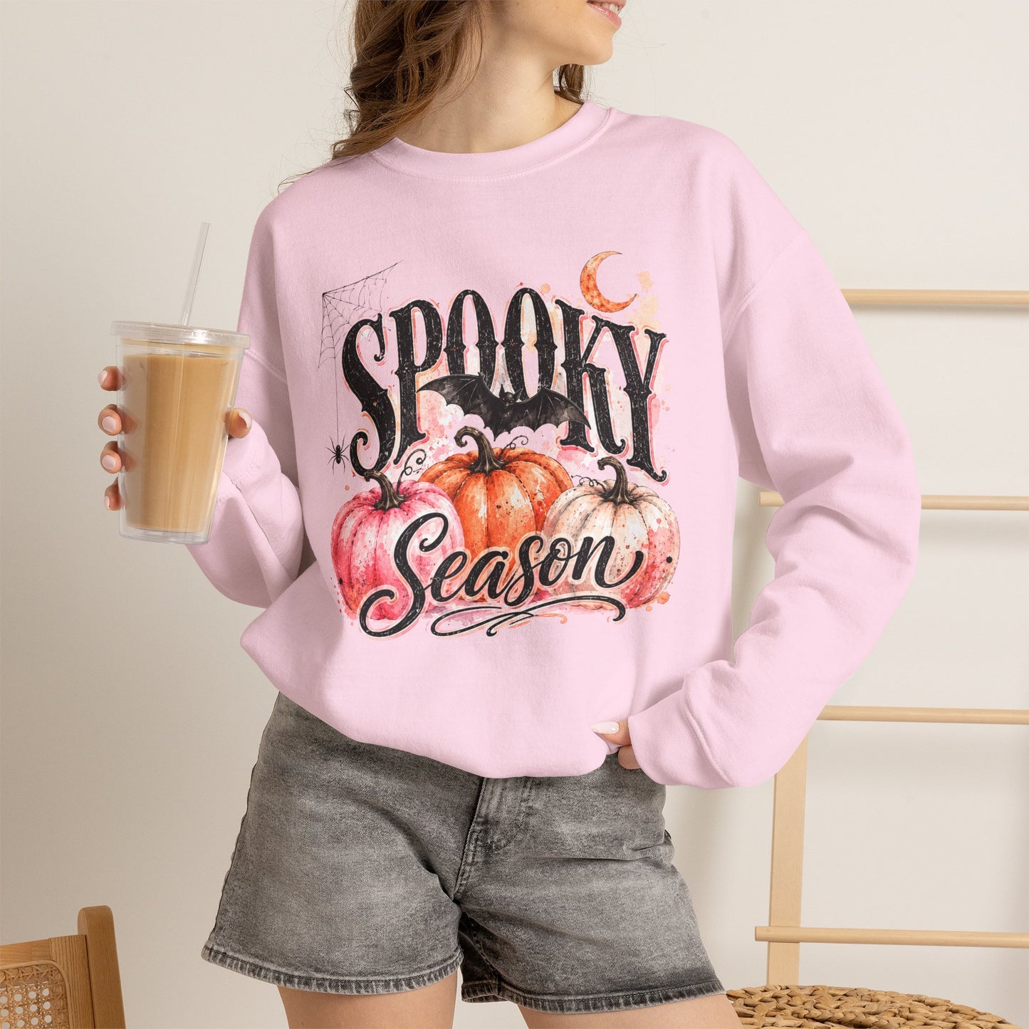 "Spooky Season" Pumpkin Halloween Graphic Crewneck Sweatshirt