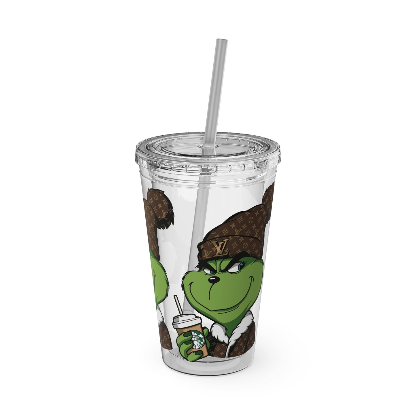 Grinch Streetwear 16oz Tumbler with Straw — Luxury Beanie Design