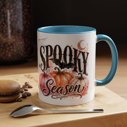 Spooky Season Accent Coffee Mug — Halloween Pumpkin & Moon Design (11/15oz)