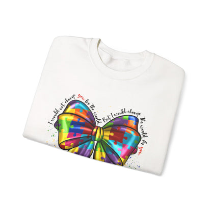 Rainbow Puzzle Bow Sweatshirt — Autism Awareness Crewneck