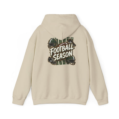 Football Season Hoodie — Vintage Helmets & Plaid Back Graphic