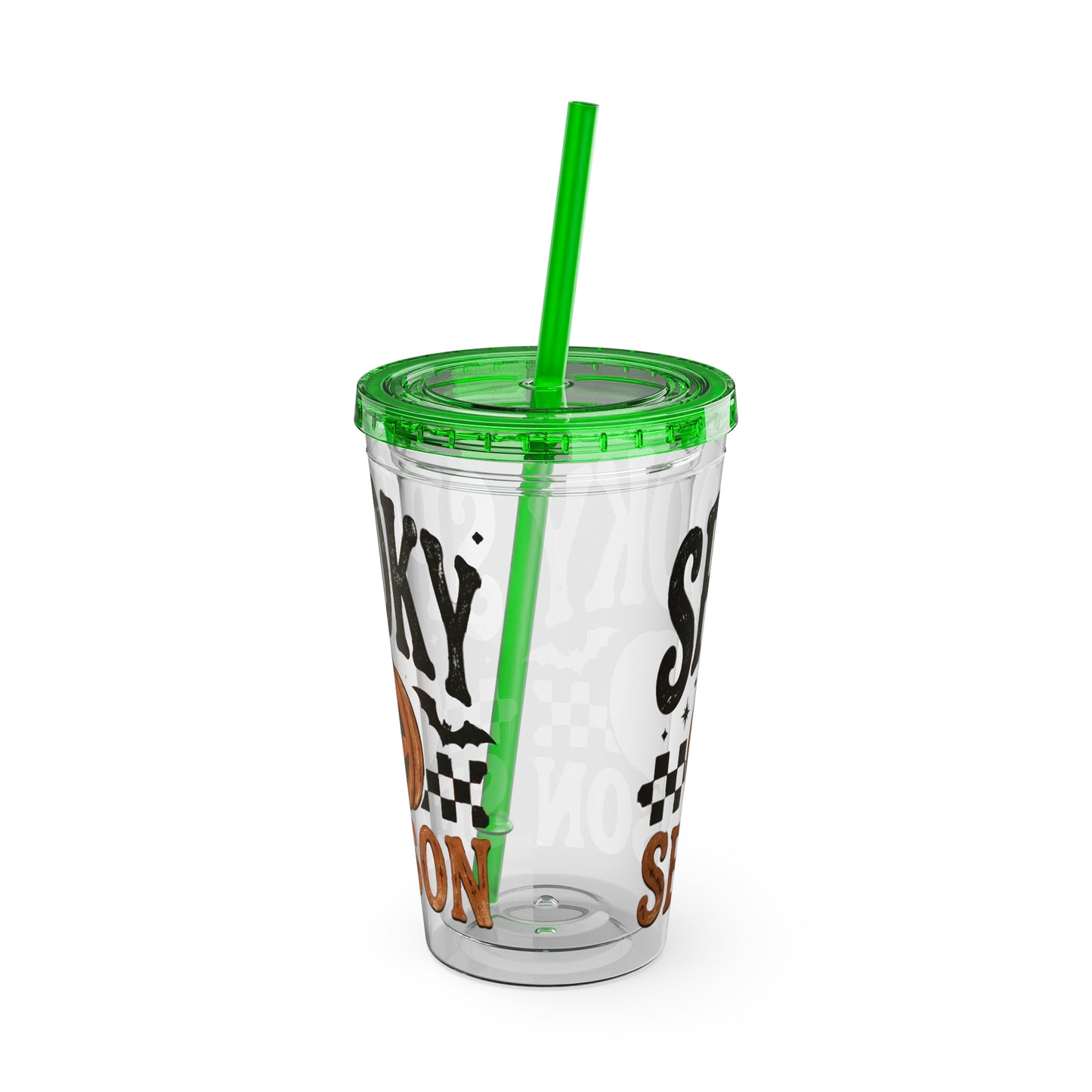 Spooky Season 16oz Tumbler with Straw — Halloween Pumpkin Travel Cup