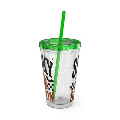 Spooky Season 16oz Tumbler with Straw — Halloween Pumpkin Travel Cup
