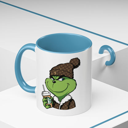 Grinch Luxury Winter Coffee Mug – Designer Beanie & Holiday Drink Cartoon (11/15oz)