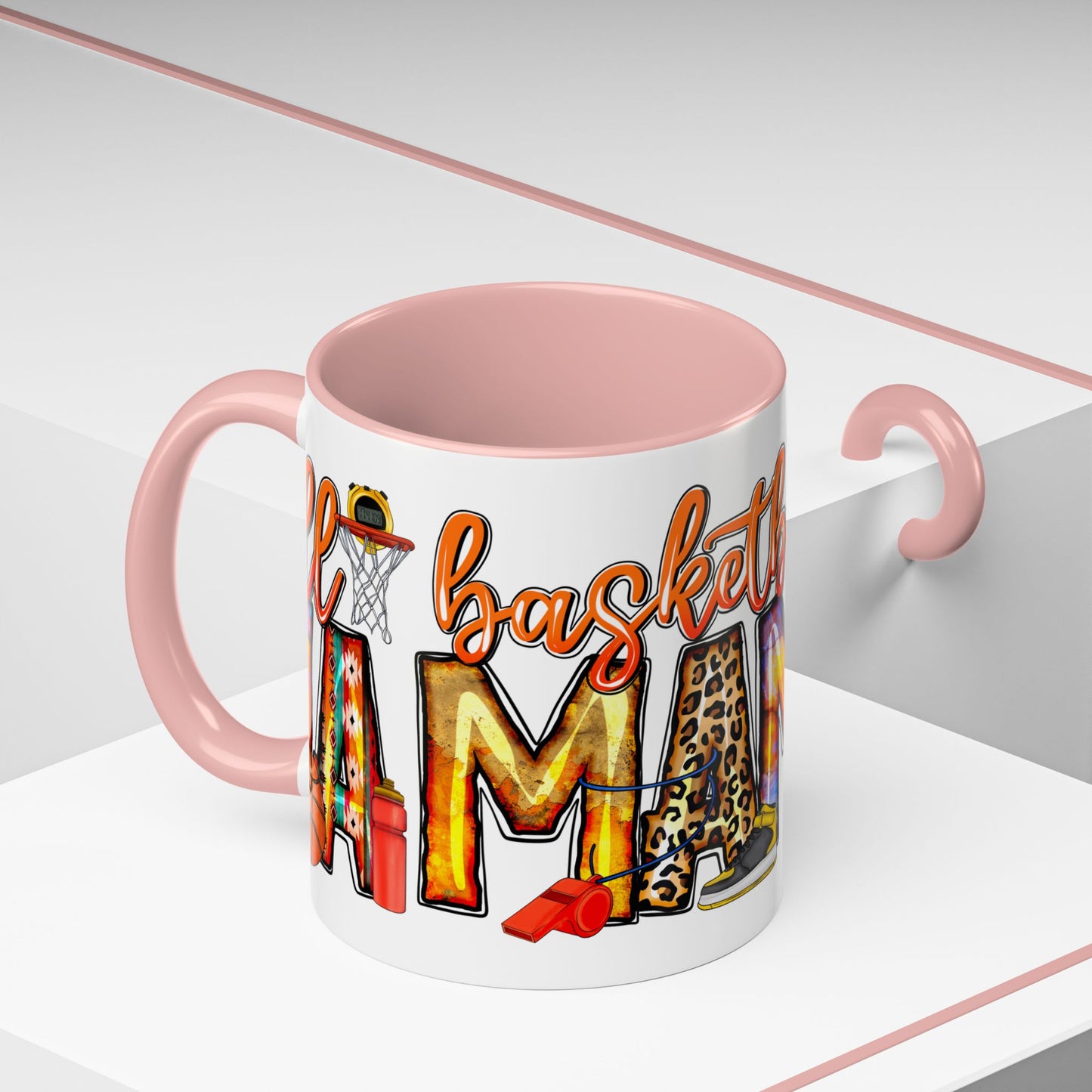 Basketball Mom Accent Coffee Mug – Colorful Sports Mom Gift (11/15oz)