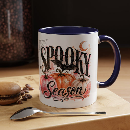 Spooky Season Accent Coffee Mug — Halloween Pumpkin & Moon Design (11/15oz)