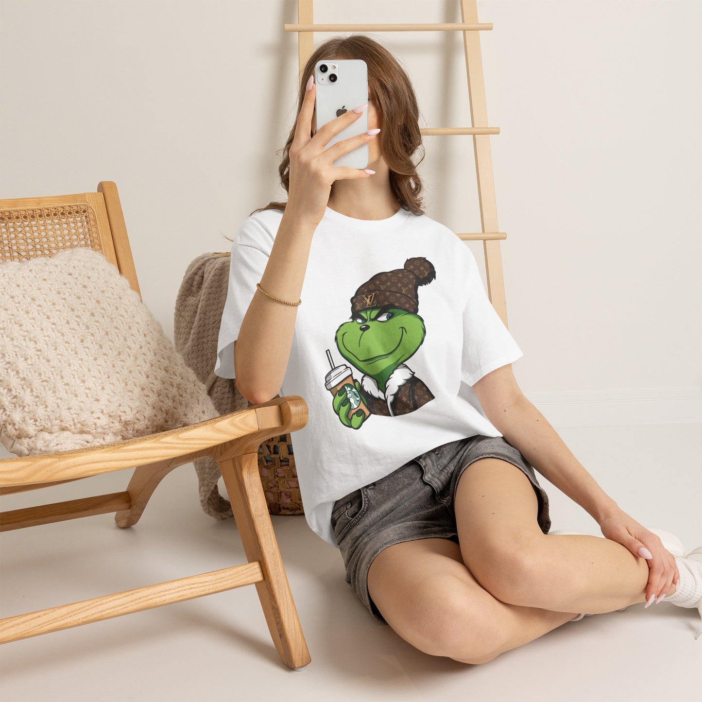 Grinch Winter Beanie Tee — Cozy Holiday Grinch with Hot Cocoa T-Shirt