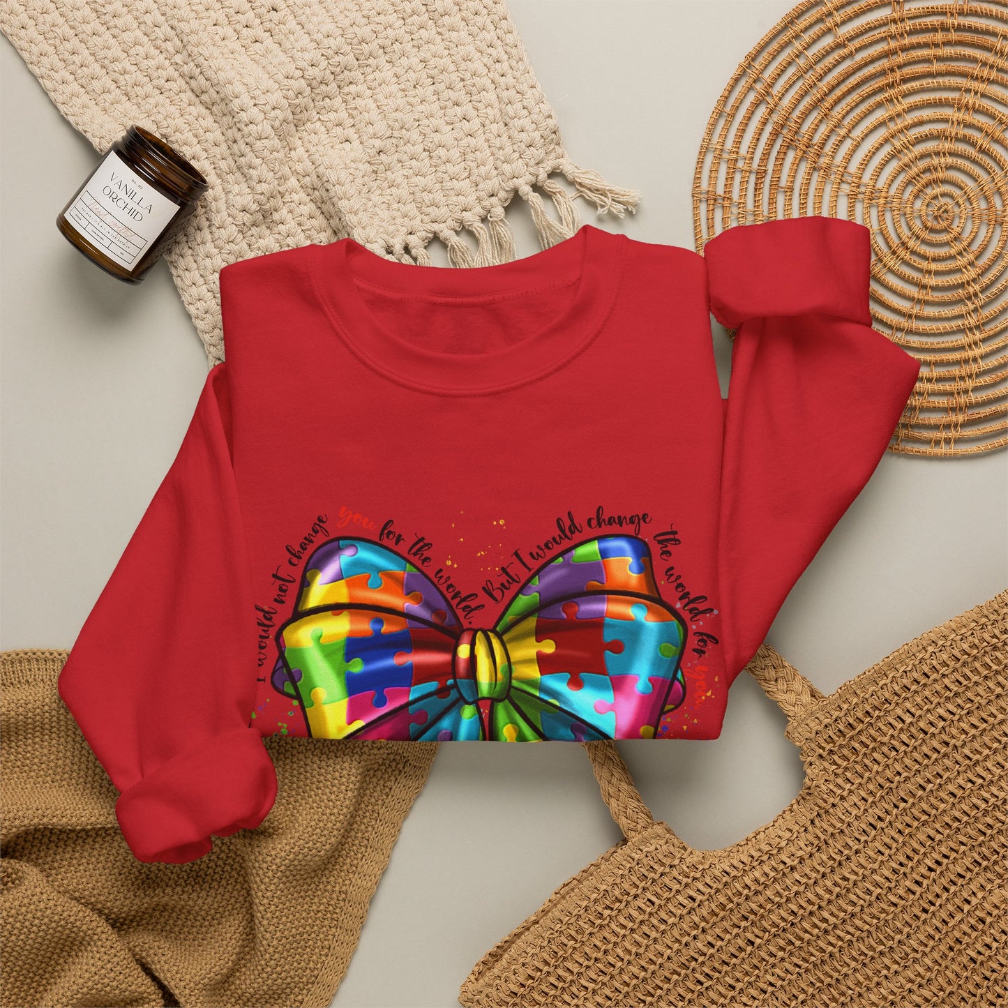 Rainbow Puzzle Bow Sweatshirt — Autism Awareness Crewneck
