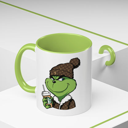 Grinch Luxury Winter Coffee Mug – Designer Beanie & Holiday Drink Cartoon (11/15oz)