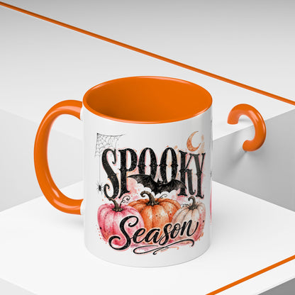 Spooky Season Accent Coffee Mug — Halloween Pumpkin & Moon Design (11/15oz)