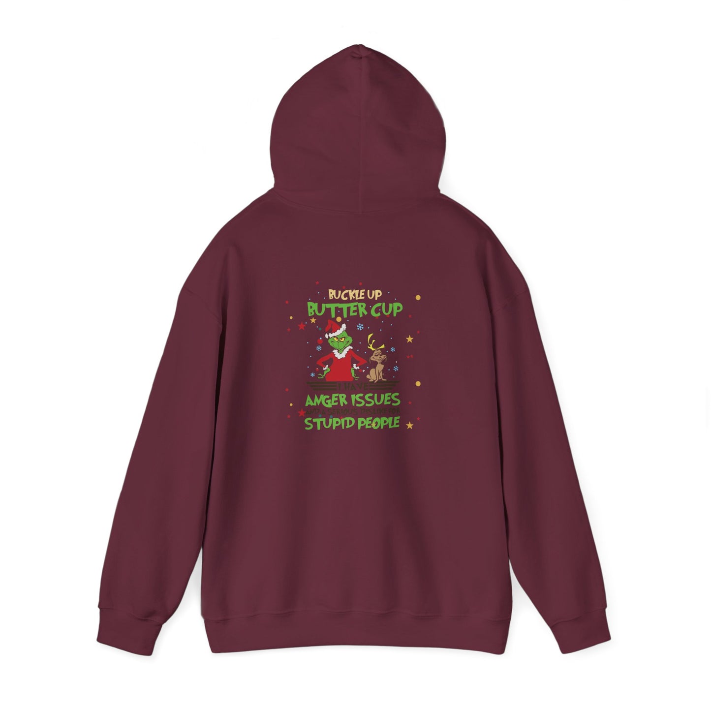 Grinch Christmas Hoodie — “Back the F Up Buttercup” Funny Holiday Sweatshirt