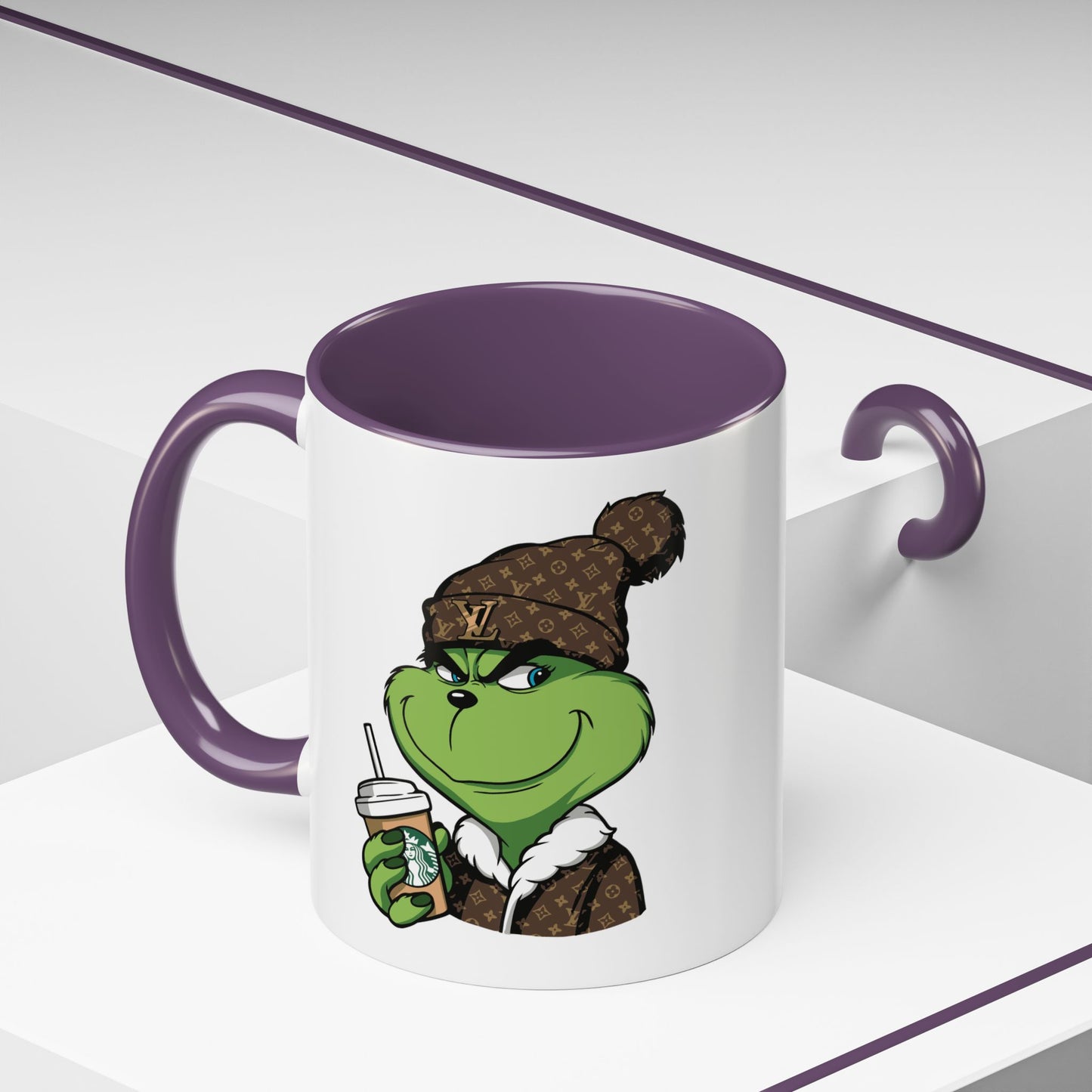 Grinch Luxury Winter Coffee Mug – Designer Beanie & Holiday Drink Cartoon (11/15oz)