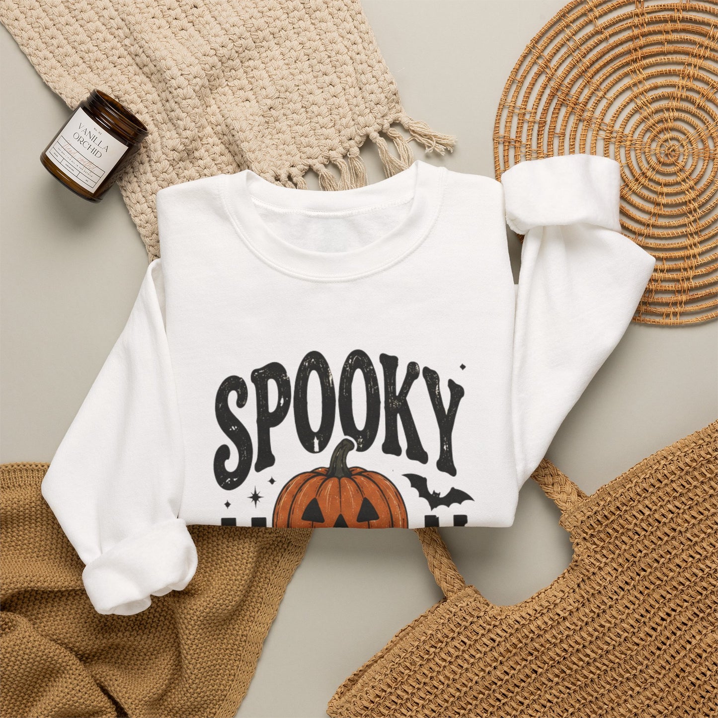 Spooky Season Sweatshirt — Pumpkin Jack-O'-Lantern Halloween Crewneck
