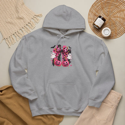 Halloween Pink Pumpkin Hoodie — Cute Spooky Gothic Cats & Bats Sweatshirt