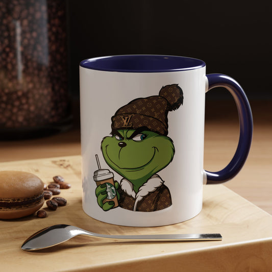 Grinch Luxury Winter Coffee Mug – Designer Beanie & Holiday Drink Cartoon (11/15oz)