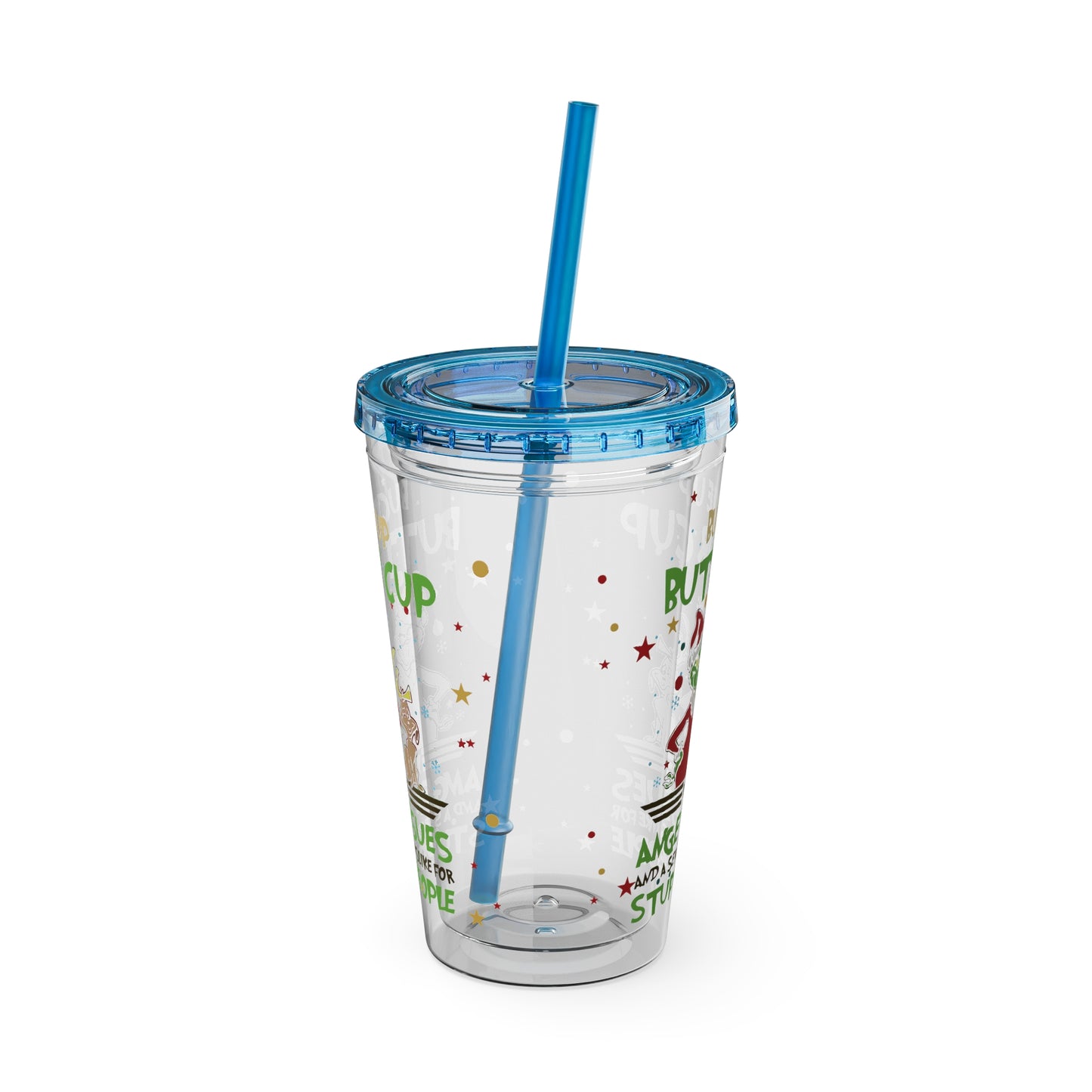 16oz Tumbler with Straw — 'Buckle Up Buttercup' Grinch Holiday Travel Cup