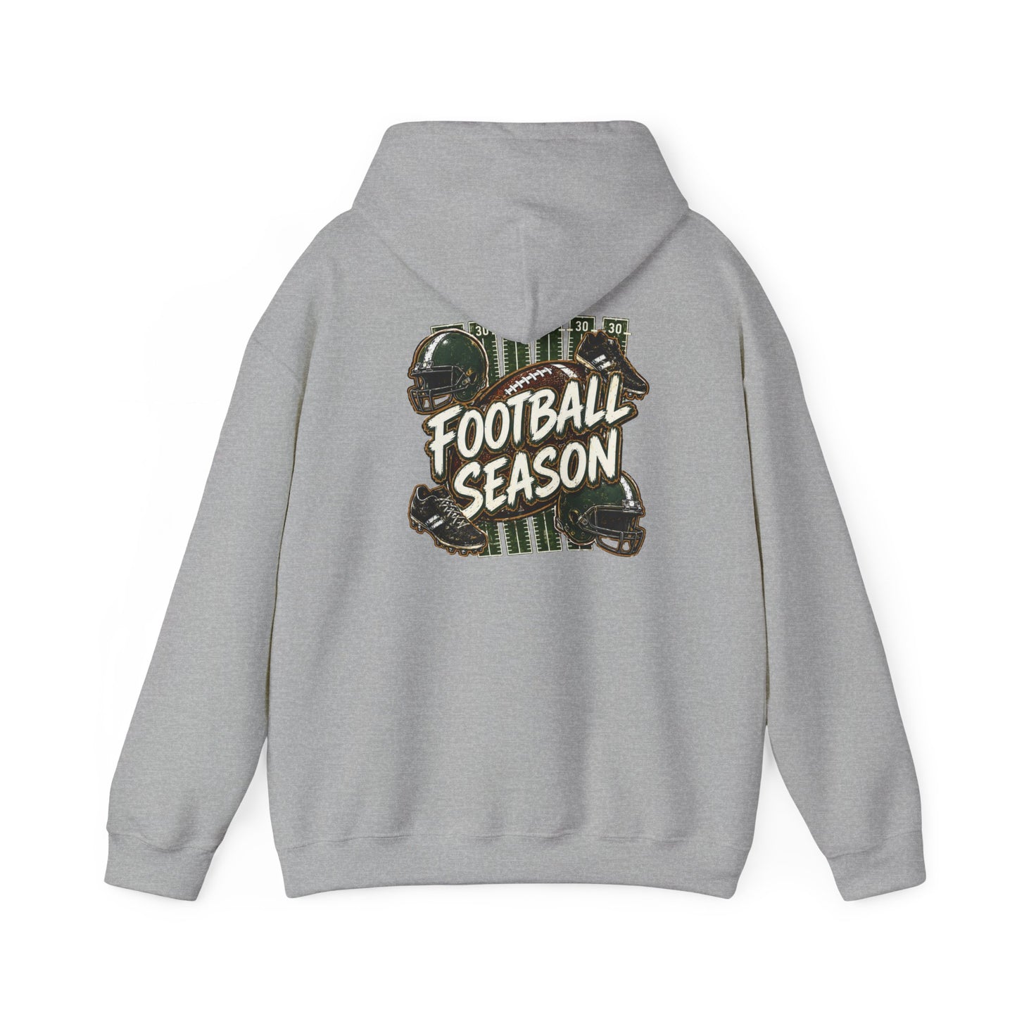 Football Season Hoodie — Vintage Helmets & Plaid Back Graphic
