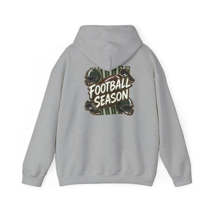 Football Season Hoodie — Vintage Helmets & Plaid Back Graphic