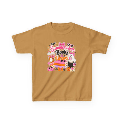 Kids Tee — "Summerween Books & Brew" Cute Halloween Reading Shirt