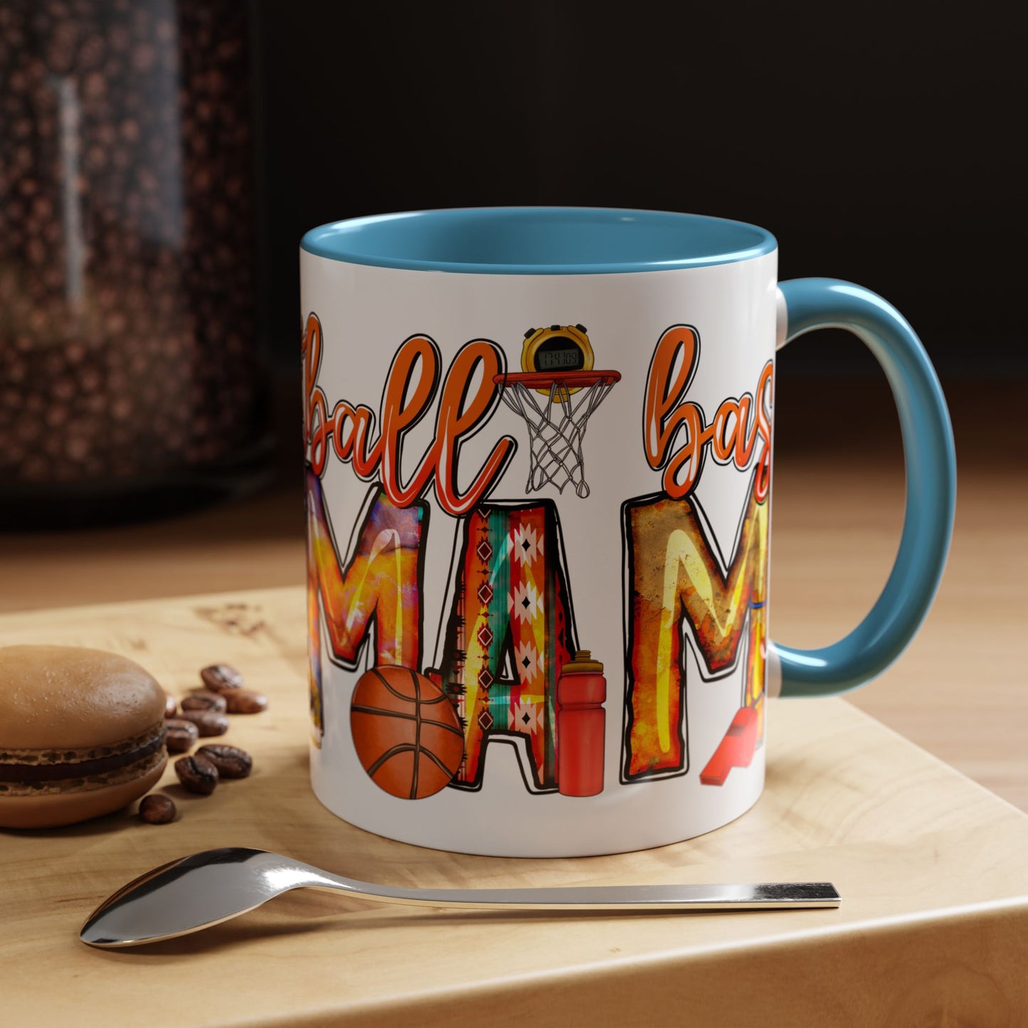 Basketball Mom Accent Coffee Mug – Colorful Sports Mom Gift (11/15oz)