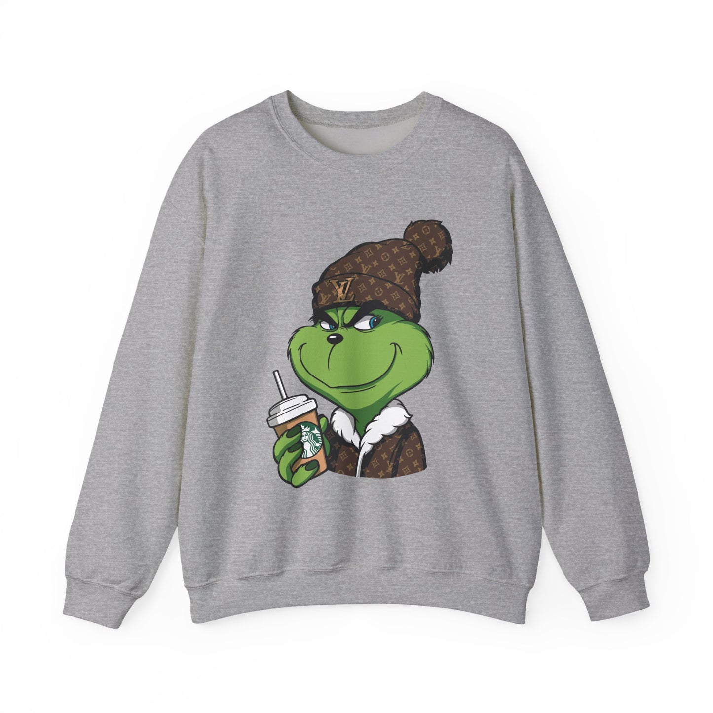 Grinch Winter Cozy Crewneck Sweatshirt — Holiday Coffee Graphic