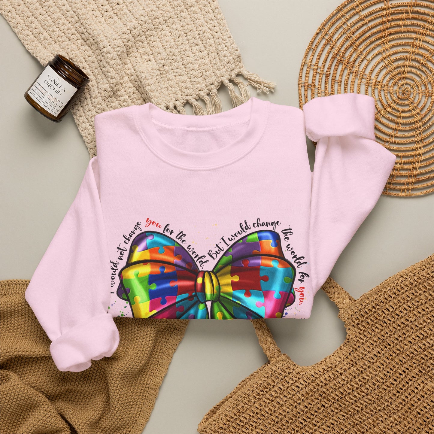 Rainbow Puzzle Bow Sweatshirt — Autism Awareness Crewneck
