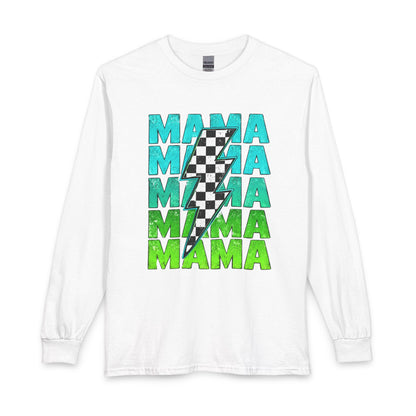 Mama Checkered Lightning Bolt Graphic T-Shirt | Game Day Sports Mom Tee